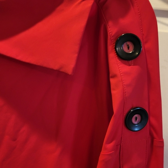 IC by Connie K Red Boatneck Hi Low Tunic Shirt with large cuffs SzXL Made in USA - Picture 3 of 7